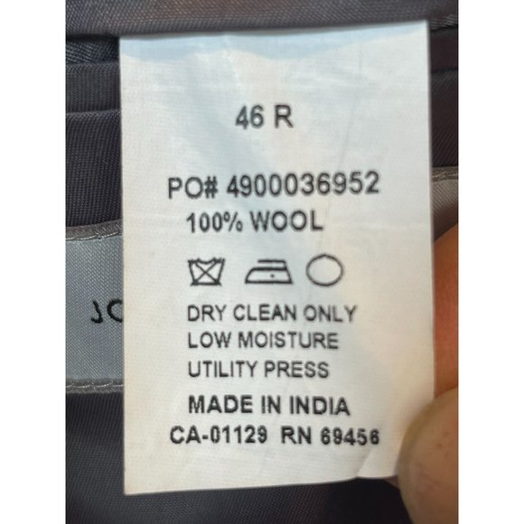 Joseph Abboud Mens Suit Blazer Coat 100% Wool Front Two Button Gray Size 46R - Picture 6 of 7